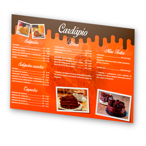 Cardápio 30x62 cm - A PARTIR DE 50 UNID.
